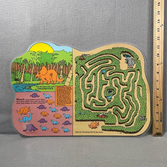 Vintage Dinosaur Childrens Activity Placemats USA Made Triceratops Stegosaurus - Picture 3 of 6